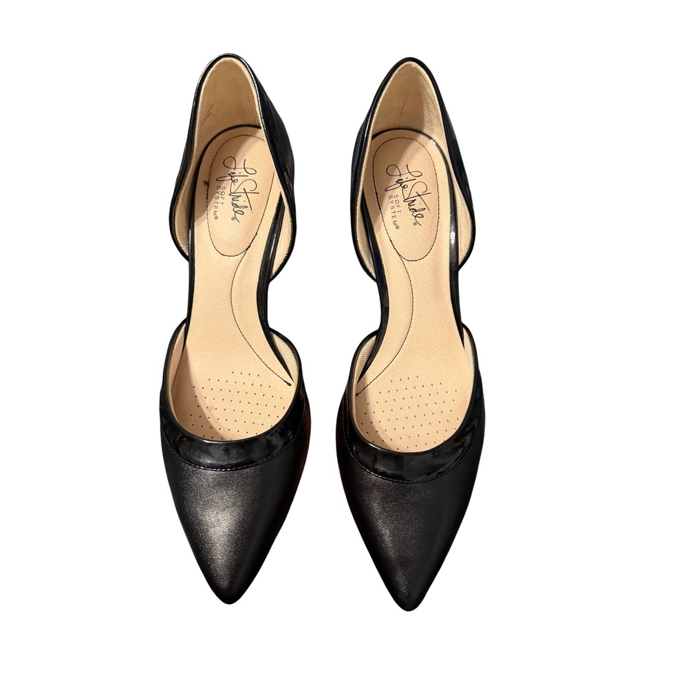 LifeStride Saldana Black dOrsay Pumps Pointed Toe Soft System Heels Womens 10M